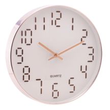 Relógio de Parede em Plástico Quartz Branco com Rose Gold 30,5cm