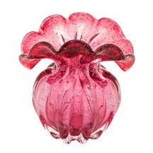 Vaso Murano Trouxinha de Vidro Italy Rosa e Dourado 11,5cm