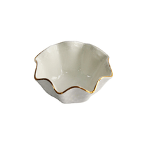 Bowl Petisqueira Ondulada Branca e Filete Ouro 12cm