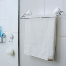 Toalheiro Duplo Banheiro Fixação por Adesivo Cromado 45cm