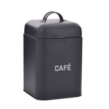 Lata Pote para Café Retro Aço Carbono Preta 19cm Moderno