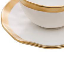 Xícara de Café com Pires em Porcelana Dubai Branco e Dourado 90ml