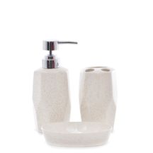 Jogo de Banheiro Porcelana Sand Branco 3 Peças Simples e Fácil