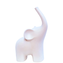 Escultura Elefante Cerâmica Branco 25cm Decoração