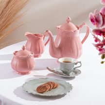 Conjunto para Chá Fancy em Porcelana Rose 3 Peças