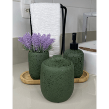Pote de Cerâmica Porta Algodão Verde Musgo 13cm