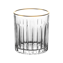 Jogo 6 Copos Baixos Whisky Soho Cristal Ecológico com Borda Dourada 310ml