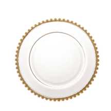 Prato Sobremesa Cristal com Borda Bolinha Dourada Pearl - 20 cm