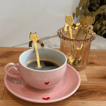 Jogo 4 Colheres para Chá em Aço Inox Cat Dourado