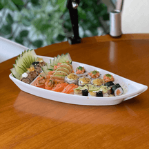 Barco Sushi Grande com Divisão Branco