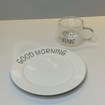 Prato Raso Tea Good Morning Cerâmica Branca 20cm Elegante