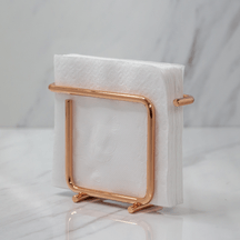 Porta Guardanapos de Papel Pequeno Design Moderno Aço Rose Gold