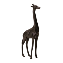 Escultura Girafa em Poliresina Preto 38cm