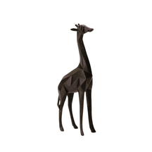 Escultura Girafa em Poliresina Preto 30cm