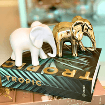 Elefante de Cerâmica Dourado 13,5cm