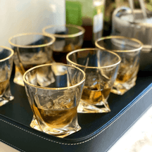 Jogo 6 Copos Baixos Whisky em Cristal com Borda Dourada 300ml