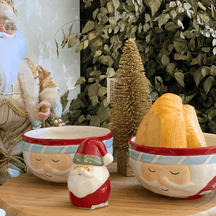 Saleiro e Pimenteiro Natalinos Rena e Papai Noel em Cerâmica 2 Peças