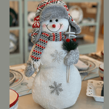 Boneco de Neve Decorativo com Gorro e Cachecol sem Pés 40cm
