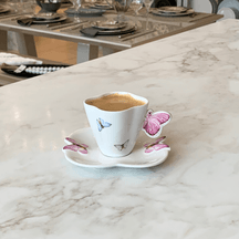 Xícara de Café Porcelana com Pires Borboletas 100ml