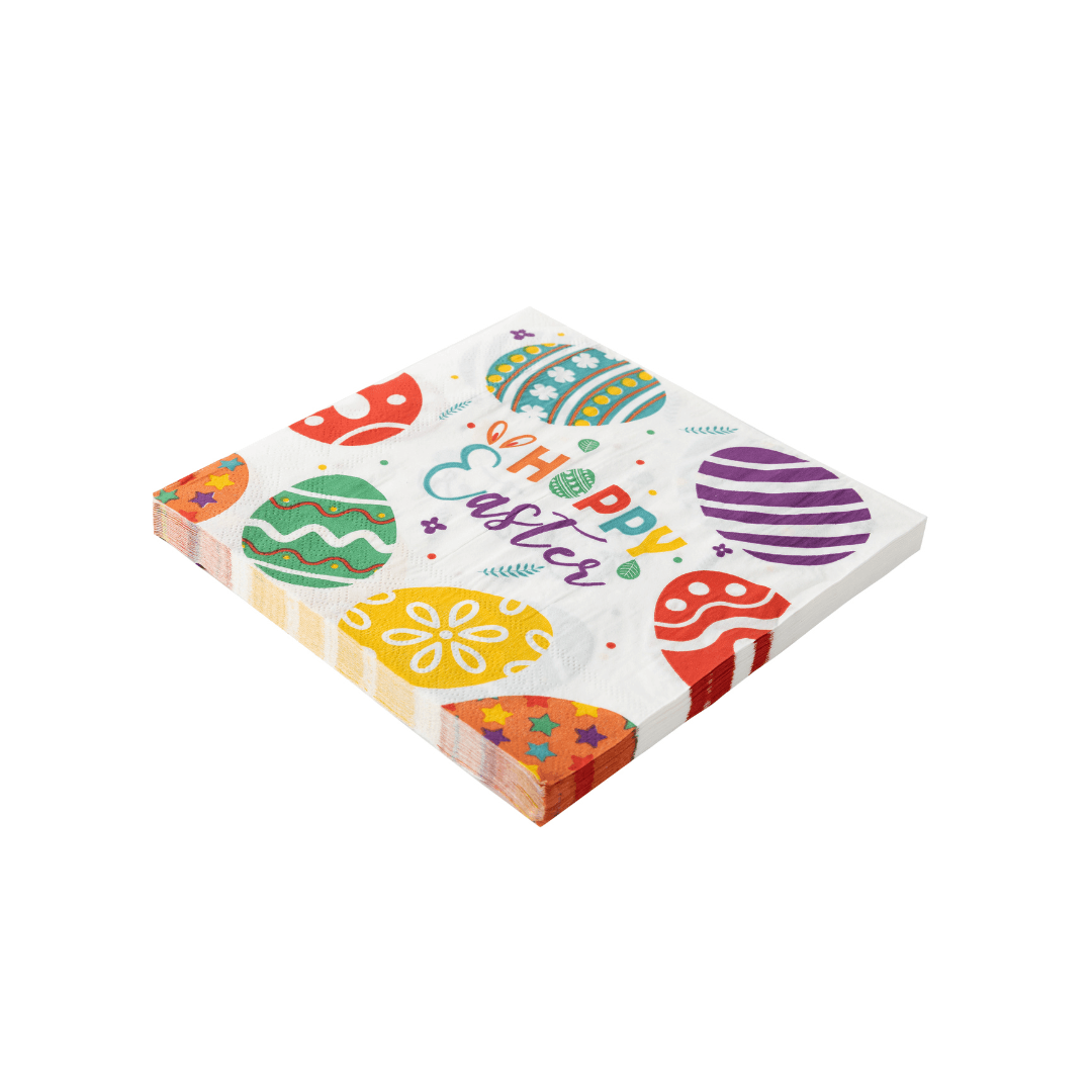 Jogo de Guardanapos de Papel Folha Dupla Happy Easter Páscoa 33cm - 20 Peças