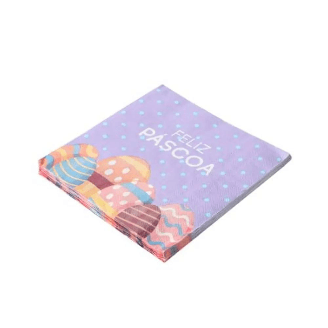 Jogo de Guardanapos de Papel Folha Dupla Ovos Candy Páscoa 32cm -20 Peças