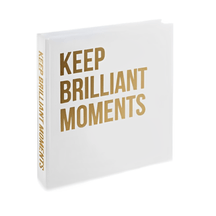 Caixa Livro Keep Brilliant Moments Branca E Dourada 30 x 30x 5 cm