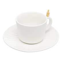 Jogo Xícaras de Chá com Pires Cerâmica Branca 170ml 2 Peças Colibri
