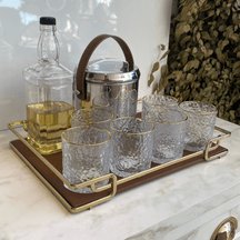 Copo de Whisky Petra Cristal de Chumbo Martelado com Borda Dourada 340ml Moderno