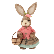 Coelha de Páscoa Decorativo com Roupa Rosa 35cm